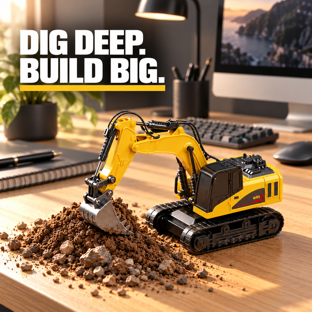 Mini RC Excavator, 1:64 Scale | Tiny Torquez