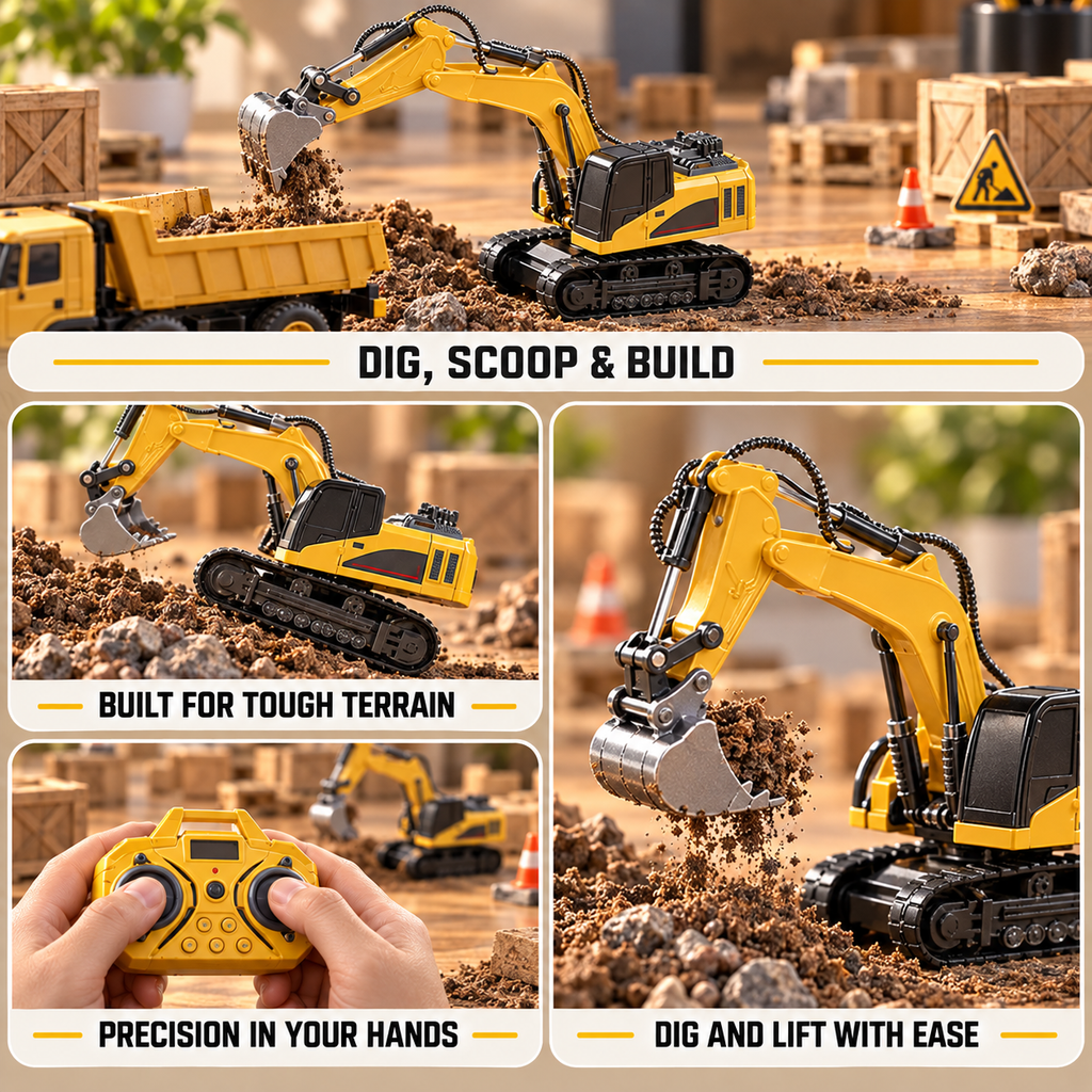 Mini RC Excavator, 1:64 Scale | Tiny Torquez