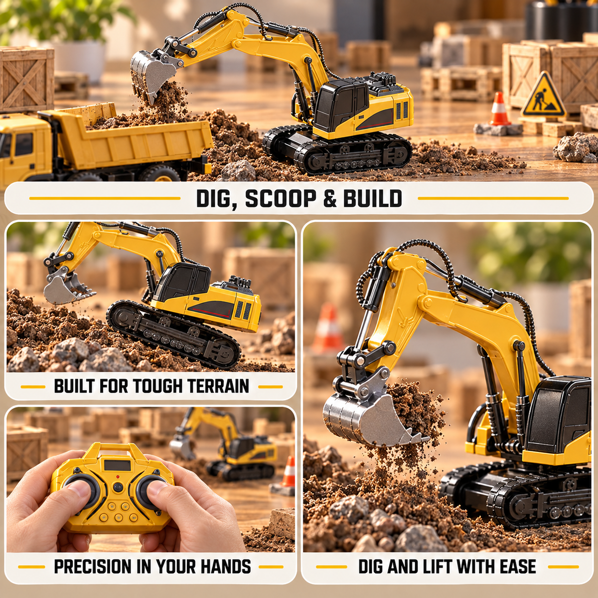 Mini RC Excavator, 1:64 Scale | Tiny Torquez