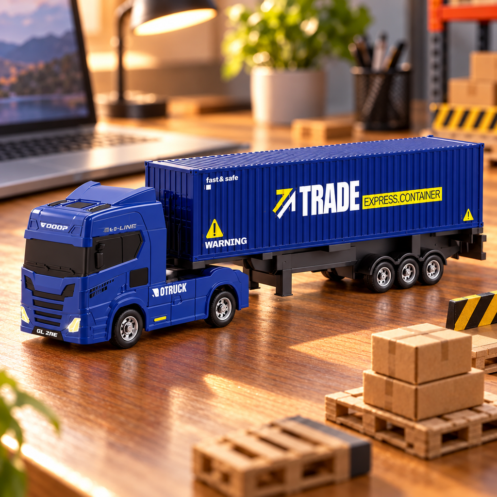 Blue Mini RC Truck & Trailer, 1:64 Scale | Tiny Torquez