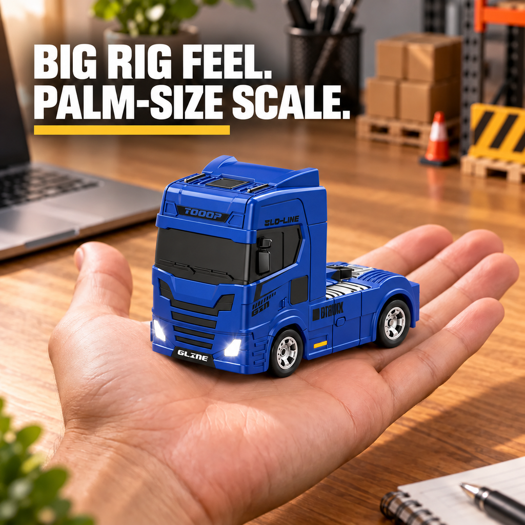 Blue Mini RC Truck & Trailer, 1:64 Scale | Tiny Torquez