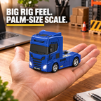 Blue Mini RC Truck & Trailer, 1:64 Scale | Tiny Torquez