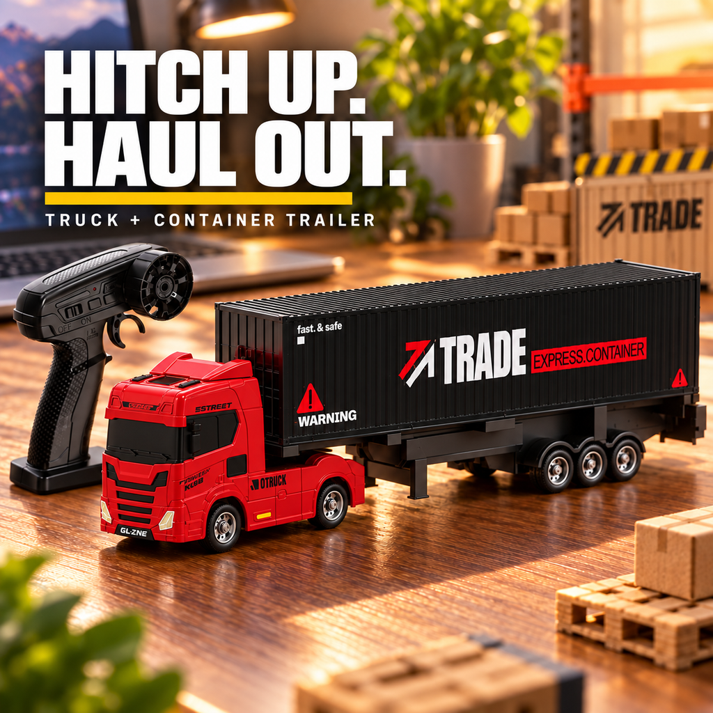 Red & Black Mini RC Truck & Trailer | Tiny Torquez