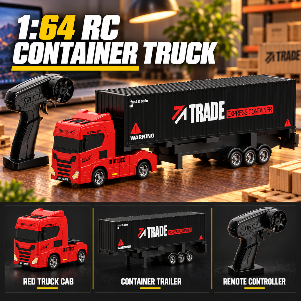 Red & Black Mini RC Truck & Trailer | Tiny Torquez