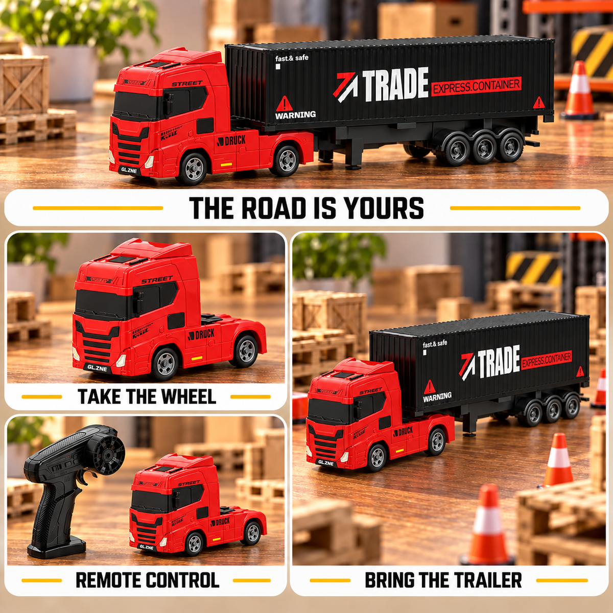 Red & Black Mini RC Truck & Trailer | Tiny Torquez