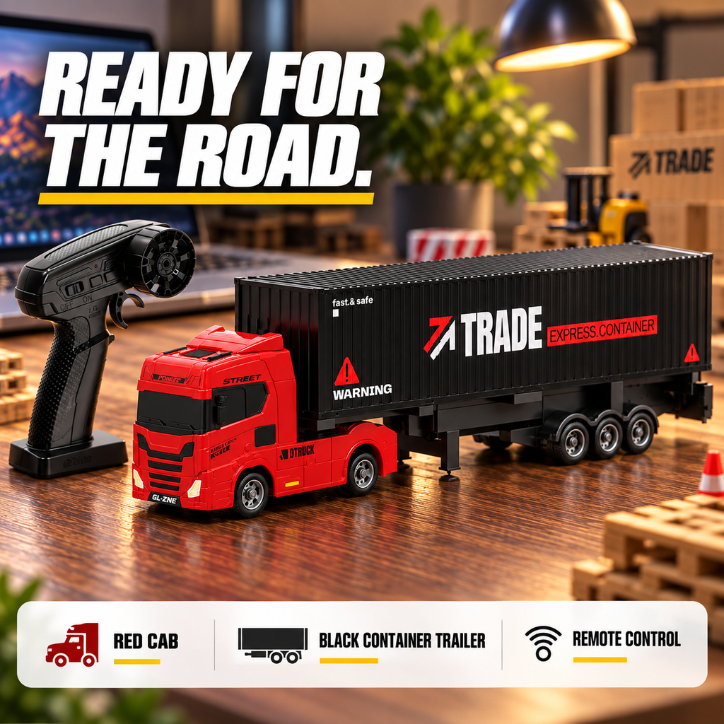 Red & Black Mini RC Truck & Trailer | Tiny Torquez