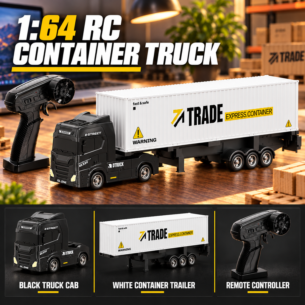 Black & White Mini RC Truck & Trailer | Tiny Torquez
