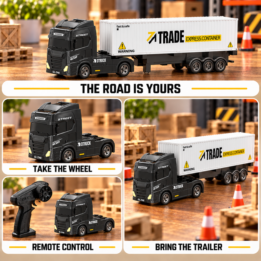 Black & White Mini RC Truck & Trailer | Tiny Torquez