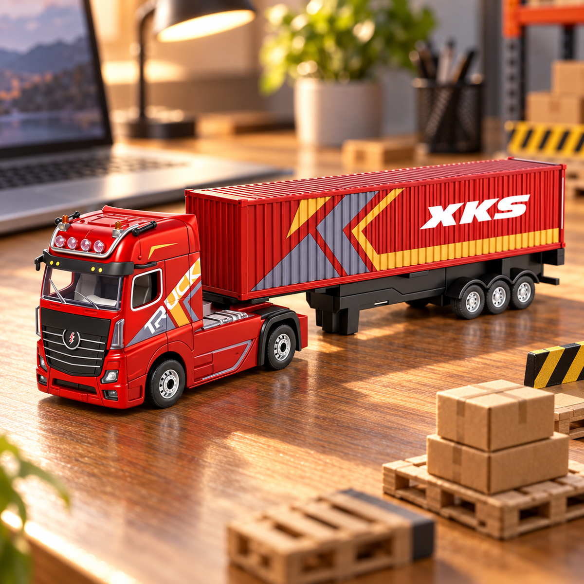 Red Mini RC Truck & Trailer, 1:64 Scale | Tiny Torquez