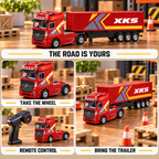 Red Mini RC Truck & Trailer, 1:64 Scale | Tiny Torquez