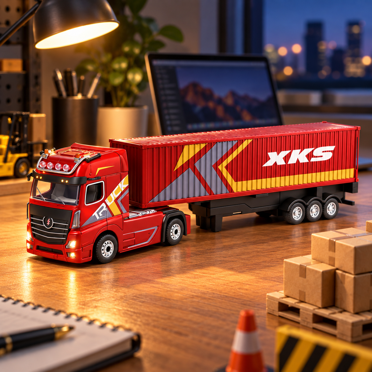 Red Mini RC Truck & Trailer, 1:64 Scale | Tiny Torquez