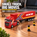 Red Mini RC Truck & Trailer, 1:64 Scale | Tiny Torquez