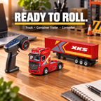 Red Mini RC Truck & Trailer, 1:64 Scale | Tiny Torquez