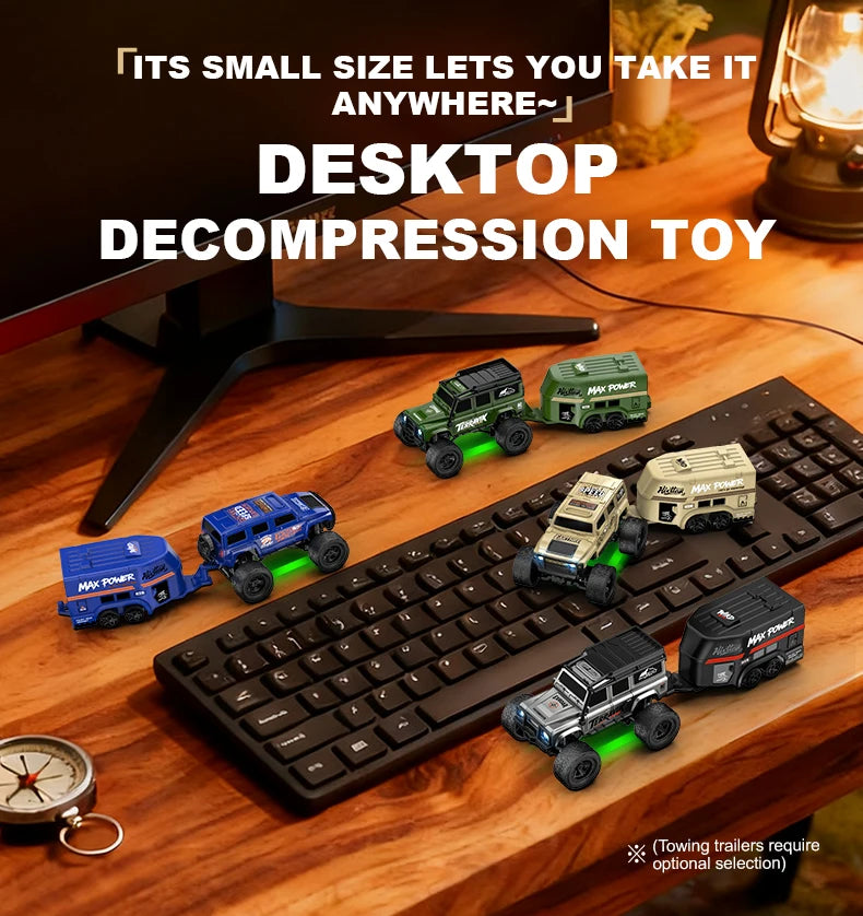1: 64 Mini Climbing Remote Control Car With Trailer Full Scale Off-road Vehicle Children Toy Model Christmas Gift