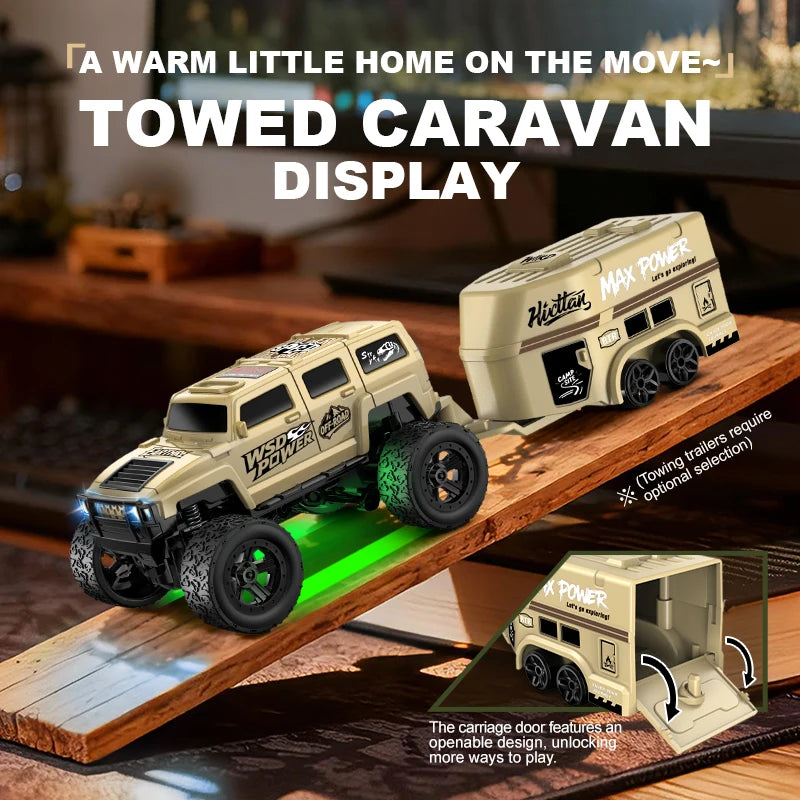 1: 64 Mini Climbing Remote Control Car With Trailer Full Scale Off-road Vehicle Children Toy Model Christmas Gift