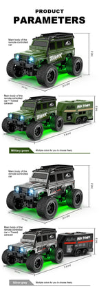 1: 64 Mini Climbing Remote Control Car With Trailer Full Scale Off-road Vehicle Children Toy Model Christmas Gift