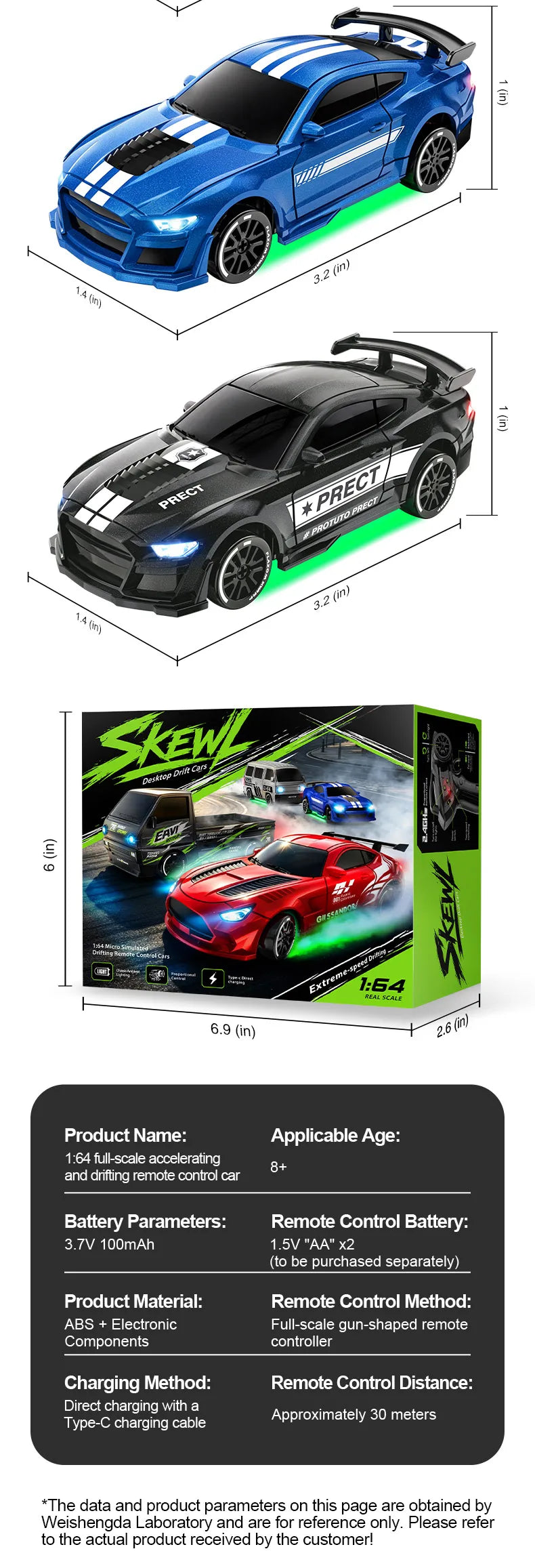 1:64 Desktop Drift Racing Car, 4WD Cool Mini Stunt RC Drift Car With Rechargeable Battery, Holiday Gift For Kids