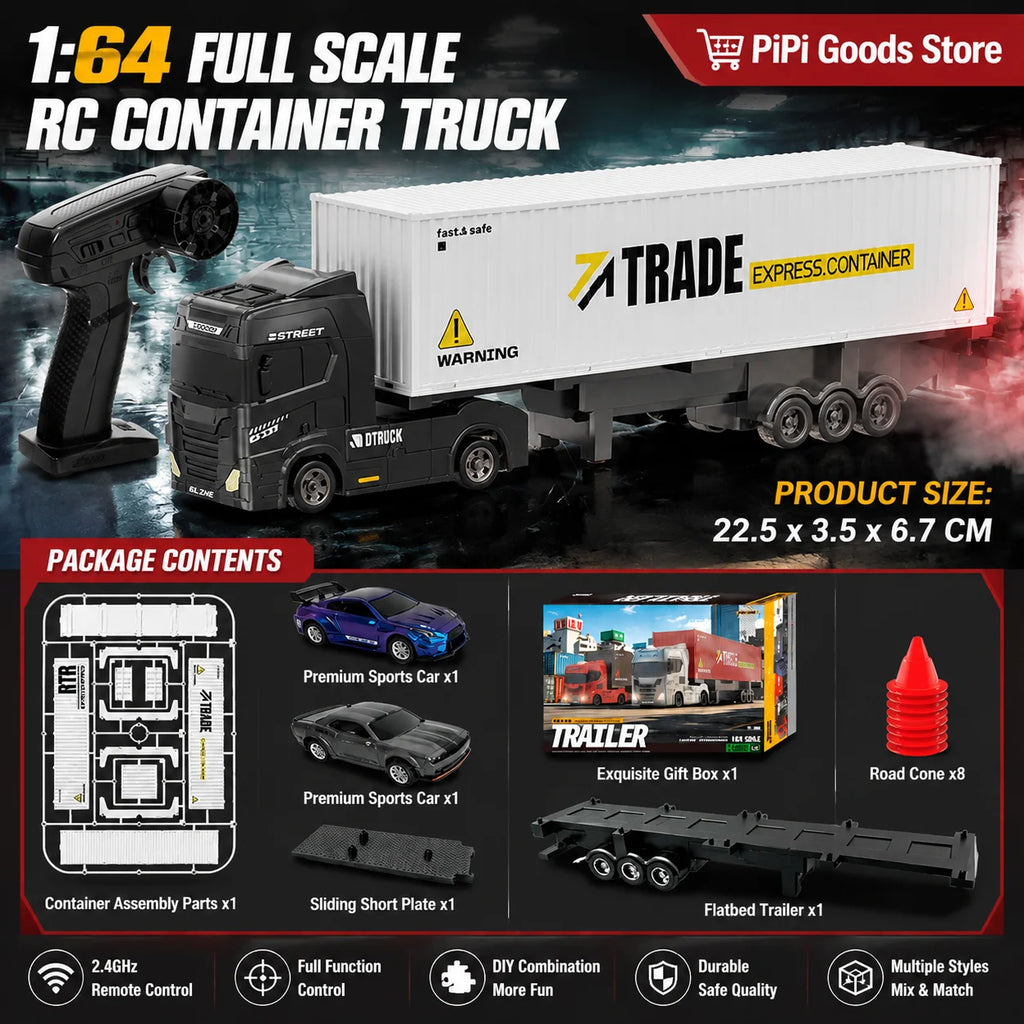 Black & White Mini RC Truck & Trailer | Tiny Torquez