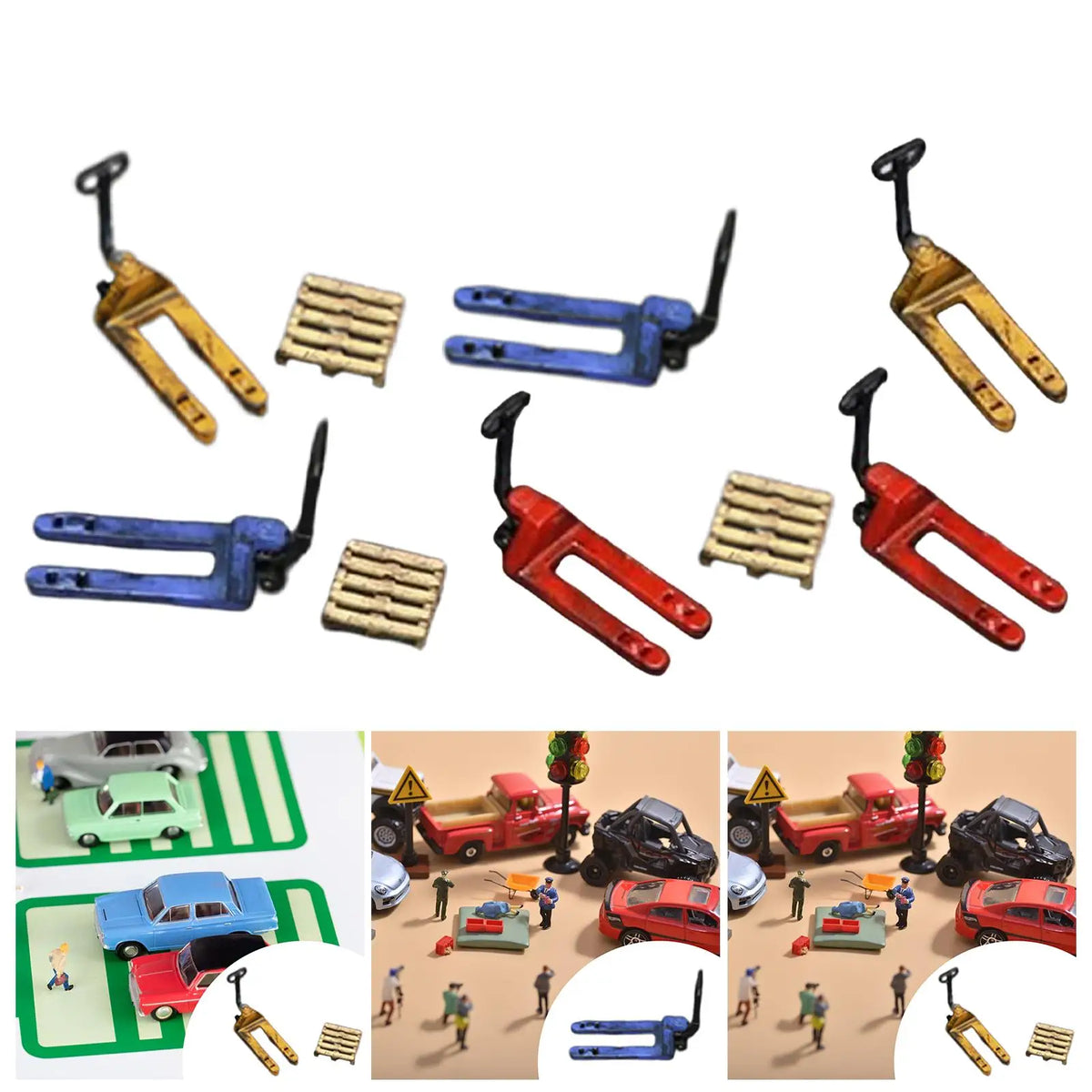 Forklift RC Model 1/64 Scale Miniature Sculpture Garage Diorama Accessory for Car Repair Shop Scene Decoration
