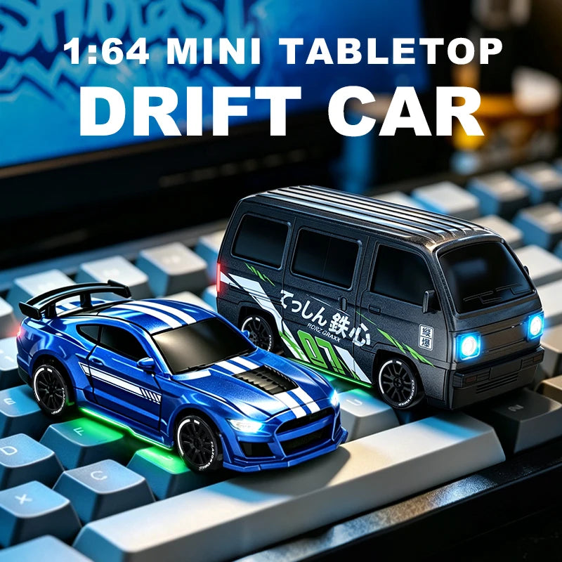 1:64 Desktop Drift Racing Car, 4WD Cool Mini Stunt RC Drift Car With Rechargeable Battery, Holiday Gift For Kids